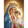 Diamantmalerei Maria 30 bis 70 cm – Farbe Blau (B8)