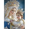 Diamantmalerei Maria 30 bis 70 cm – Farbe Hellgrau (B6)