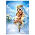 Diamantmalerei Maria Jesuskind 20 bis 70 cm – Farbe Blau (A8)