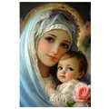 Diamantmalerei Maria Jesuskind 20 bis 70 cm – Farbe Hellgrau (A6)