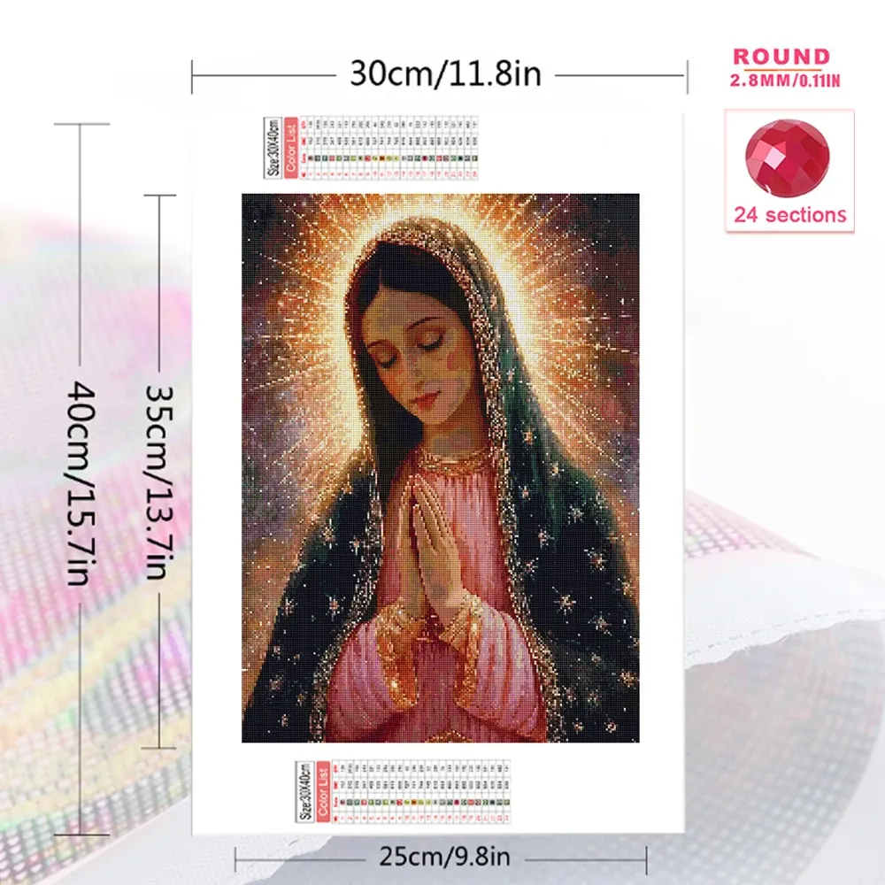 Diamantmalerei Maria Porträt 20 bis 70 cm