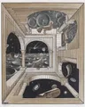 Diamantmalerei Maurits Cornelis Escher Abstrakt 20x25cm bis 50x70cm – Farbe Blau (04)