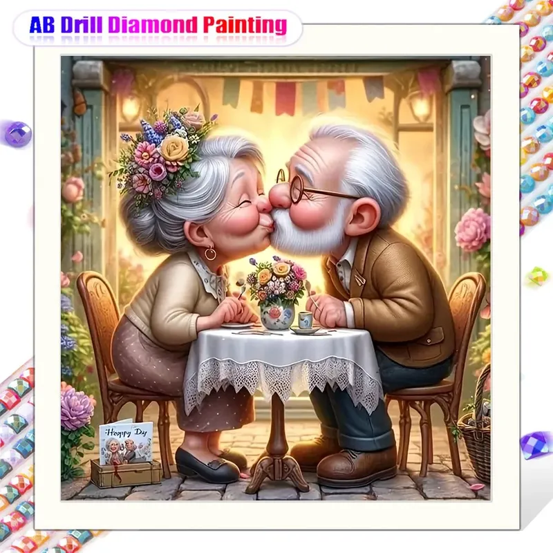 Diamantmalerei Oma Opa Porträt 30 bis 40 cm AB