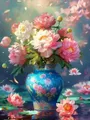 Diamantmalerei Pfingstrose Vase Blume 30x40cm bis 45x60cm – Farbe 120 Colors-BQ BY-3