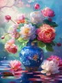Diamantmalerei Pfingstrose Vase Blume 30x40cm bis 45x60cm – Farbe 120 Colors-BQ BY-5