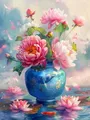 Diamantmalerei Pfingstrose Vase Blume 30x40cm bis 45x60cm – Farbe 120 Colors-BQ BY-7