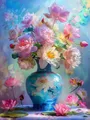 Diamantmalerei Pfingstrose Vase Blume 30x40cm bis 45x60cm – Farbe 120 Colors-BQ BY-6