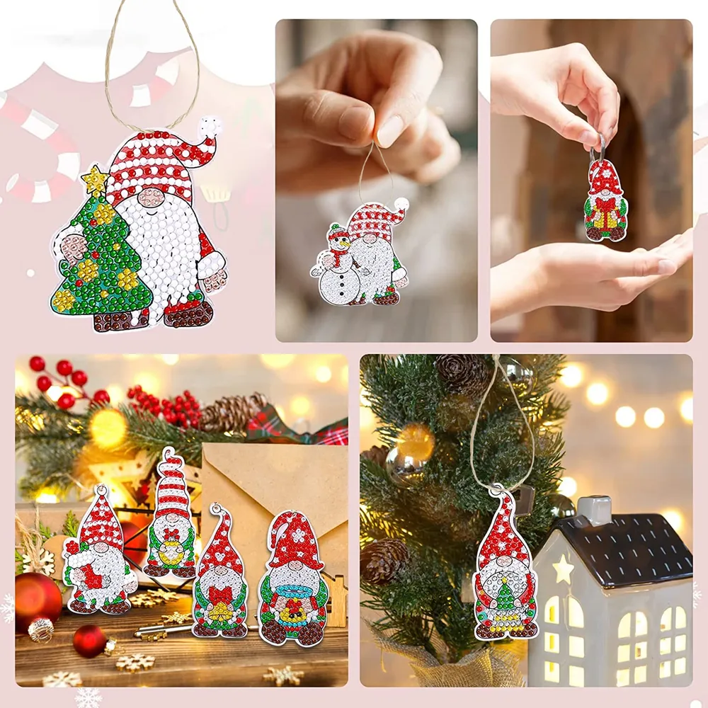 Diamantmalerei Schlüsselanhänger Weihnachtsmann 10 Stück