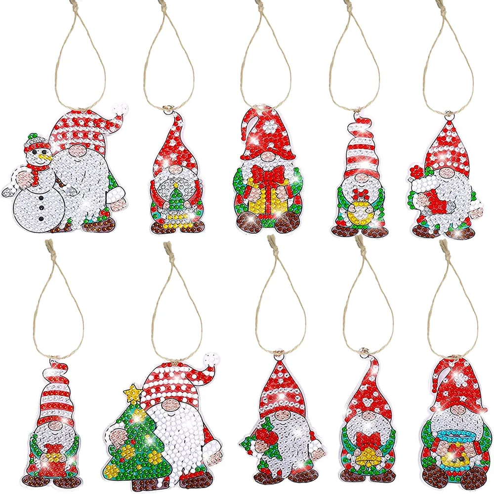 Diamantmalerei Schlüsselanhänger Weihnachtsmann 10 Stück