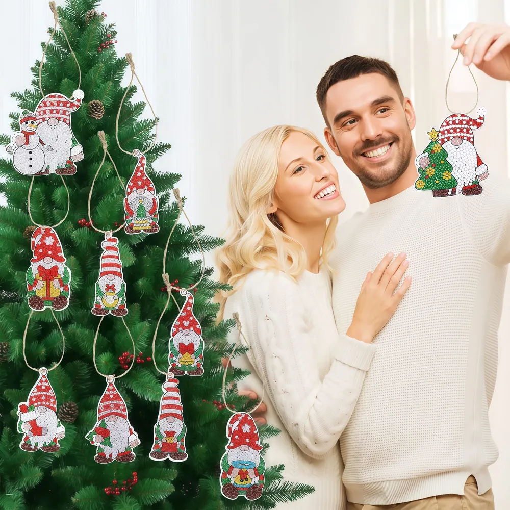 Diamantmalerei Schlüsselanhänger Weihnachtsmann 10 Stück