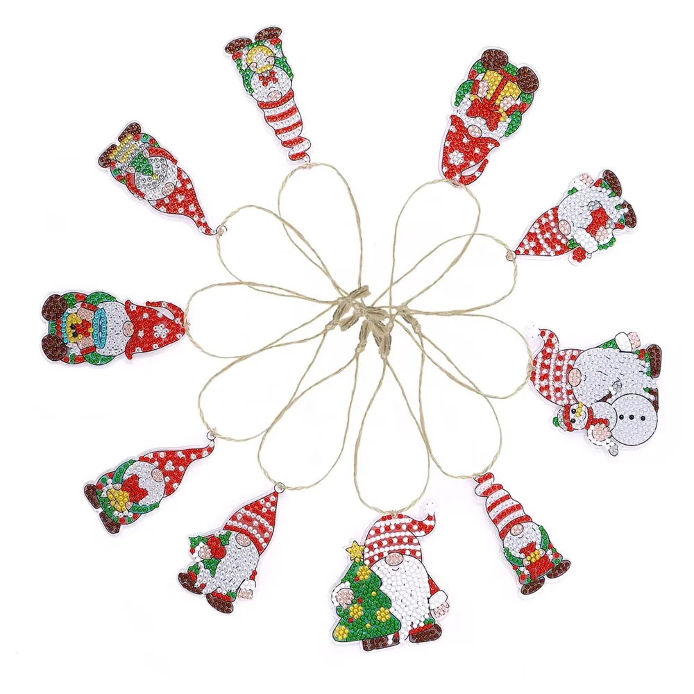 Diamantmalerei Schlüsselanhänger Weihnachtsmann 10 Stück