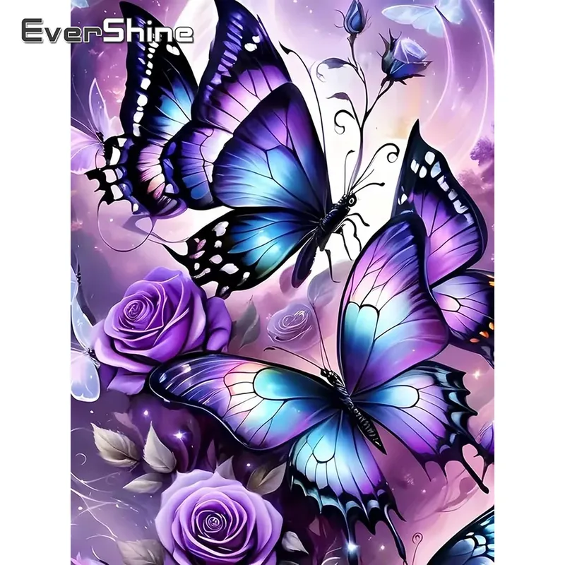 Diamantmalerei Schmetterling Blume 20x30 bis 50x70 cm