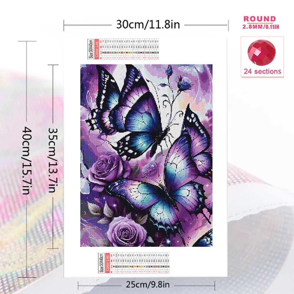 Diamantmalerei Schmetterling Blume 20x30 bis 50x70 cm