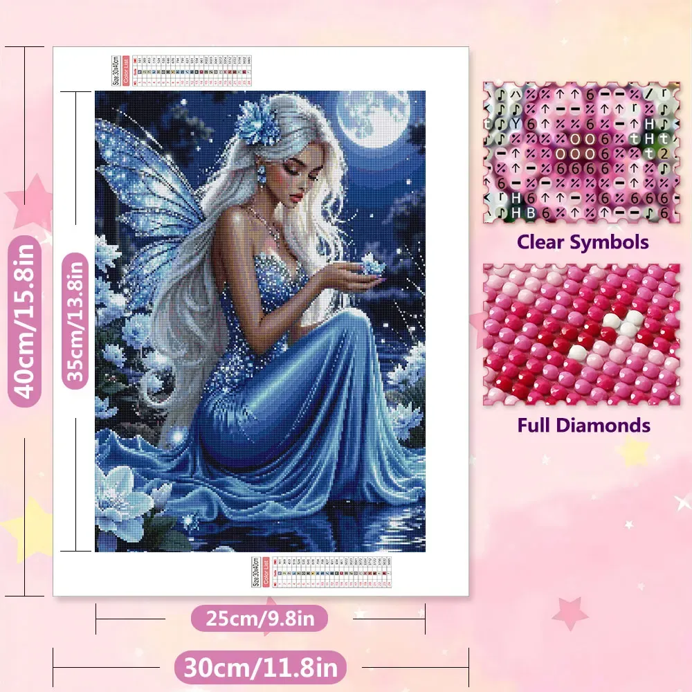 Diamantmalerei Schmetterling Fee Mond 20x30 bis 50x70cm