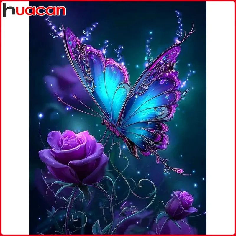 Diamantmalerei Schmetterling Rose Tier Blume Komplettes Set