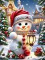 Diamantmalerei Schneemann 20 x 30 bis 50 x 70 cm rund/eckig – Farbe 1046