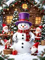 Diamantmalerei Schneemann 20 x 30 bis 50 x 70 cm rund/eckig – Farbe 1047