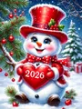 Diamantmalerei Schneemann 20 x 30 bis 50 x 70 cm rund/eckig – Farbe 1052