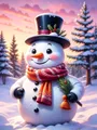 Diamantmalerei Schneemann 20 x 30 bis 50 x 70 cm rund/eckig – Farbe 1053