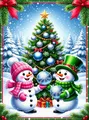 Diamantmalerei Schneemann 20 x 30 bis 50 x 70 cm rund/eckig – Farbe 1054