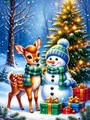 Diamantmalerei Schneemann 20 x 30 bis 50 x 70 cm rund/eckig – Farbe 1055