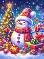 Diamantmalerei Schneemann 20 x 30 bis 50 x 70 cm rund/eckig – Farbe 1190