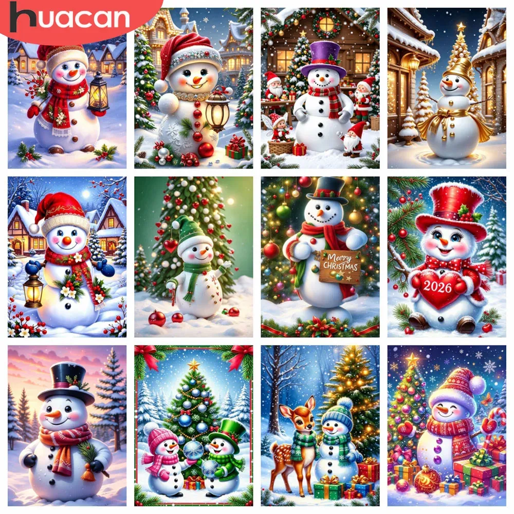 Diamantmalerei Schneemann 20 x 30 bis 50 x 70 cm rund/eckig