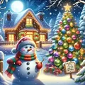 Diamantmalerei Schneemann Hütte 40 bis 60 cm Harz oder Acryl – Farbe 120 Colors-BQ BY-9