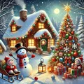 Diamantmalerei Schneemann Hütte 40 bis 60 cm Harz oder Acryl – Farbe 120 Colors-BQ BY-2