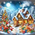 Diamantmalerei Schneemann Hütte 40 bis 60 cm Harz oder Acryl – Farbe 120 Colors-BQ BY-7