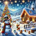 Diamantmalerei Schneemann Hütte 40 bis 60 cm Harz oder Acryl – Farbe 120 Colors-BQ BY-3