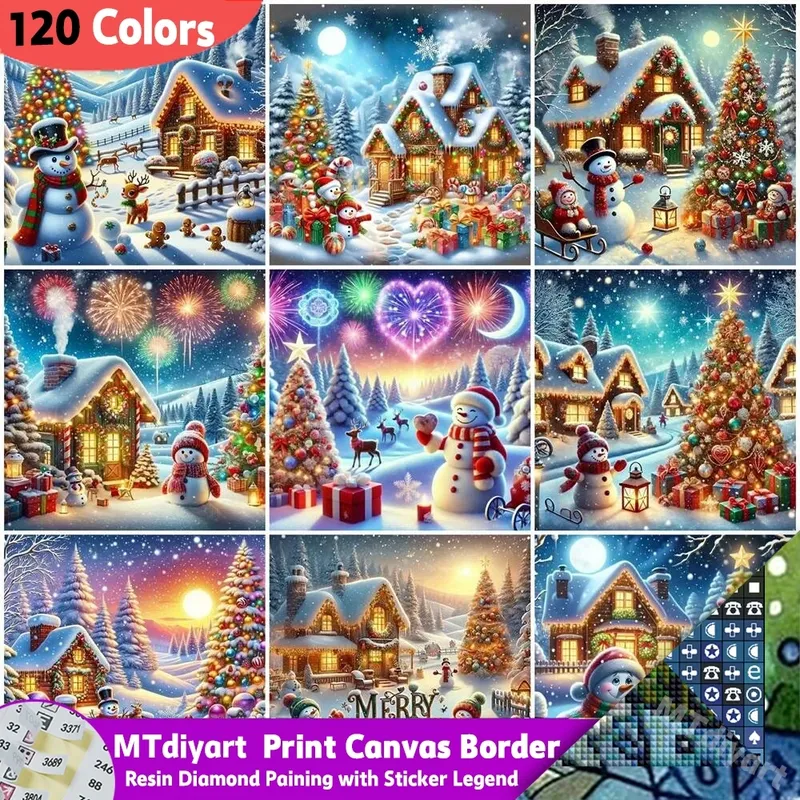 Diamantmalerei Schneemann Hütte 40 bis 60 cm Harz oder Acryl
