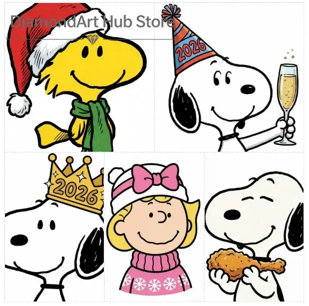 Diamantmalerei Snoopy Cartoon 20 bis 70 cm rund oder eckig