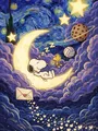Diamantmalerei Snoopy Sternenhimmel Cartoon Kunst Kinderzimmer Wanddeko – Farbe Lila (05)