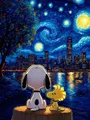 Diamantmalerei Snoopy Sternenhimmel Cartoon Kunst Kinderzimmer Wanddeko – Farbe Blau (08)