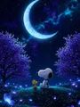 Diamantmalerei Snoopy Sternenhimmel Cartoon Kunst Kinderzimmer Wanddeko – Farbe Hellgrau (06)
