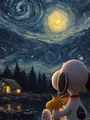 Diamantmalerei Snoopy Sternenhimmel Cartoon Kunst Kinderzimmer Wanddeko – Farbe Rosa (20)