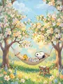 Diamantmalerei Snoopy Sternenhimmel Cartoon Kunst Kinderzimmer Wanddeko – Farbe Rot (03)