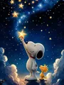 Diamantmalerei Snoopy Sternenhimmel Cartoon Kunst Kinderzimmer Wanddeko – Farbe Gelb (02)
