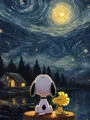 Diamantmalerei Snoopy Sternenhimmel Cartoon Kunst Kinderzimmer Wanddeko – Farbe Orange (14)