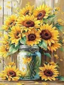 Diamantmalerei Sonnenblumen Vase 20x30 bis 50x70cm – Farbe 3155