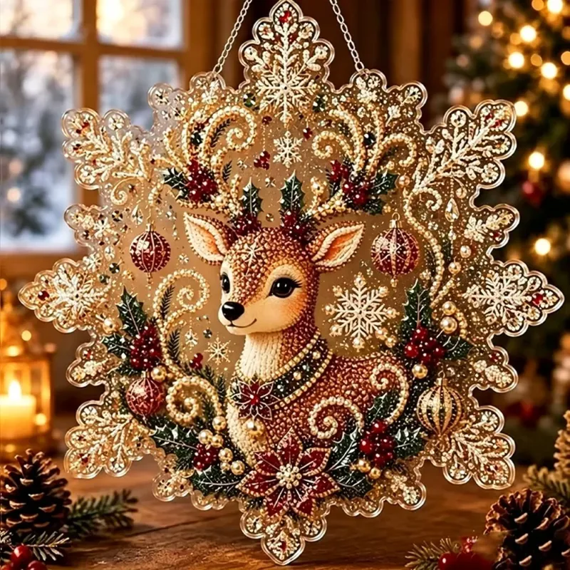 Diamantmalerei Sonnenfänger Weihnachtsmann Schneeflocke DIY