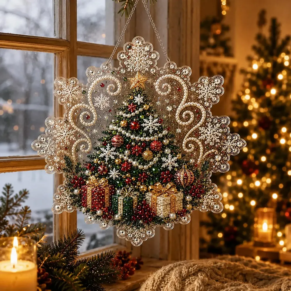 Diamantmalerei Sonnenfänger Weihnachtsmann Schneeflocke DIY