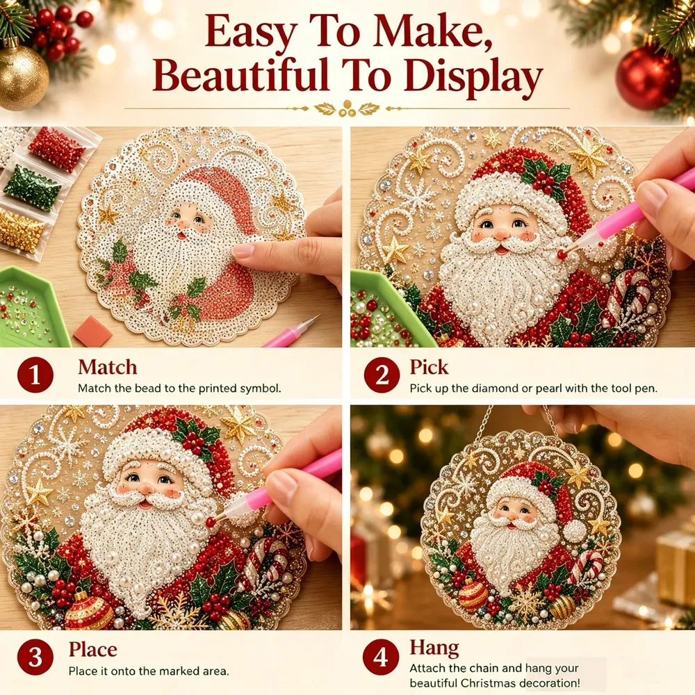 Diamantmalerei Sonnenfänger Weihnachtsmann Schneeflocke DIY