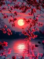 Diamantmalerei Sonnenuntergang Pflaumenblüte Landschaft 20x30cm bis 50x70cm – Farbe 3272