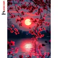 Diamantmalerei Sonnenuntergang Pflaumenblüte Landschaft 20x30cm bis 50x70cm – 1