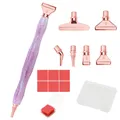 Diamantmalerei Stift aus Harz mit Metall Ersatzspitzen – Farbe Pink-Metal -Clay
