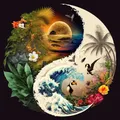 Diamantmalerei Tai Chi Mond 20 x 20 bis 50 x 50 cm rund/eckig – Farbe 236