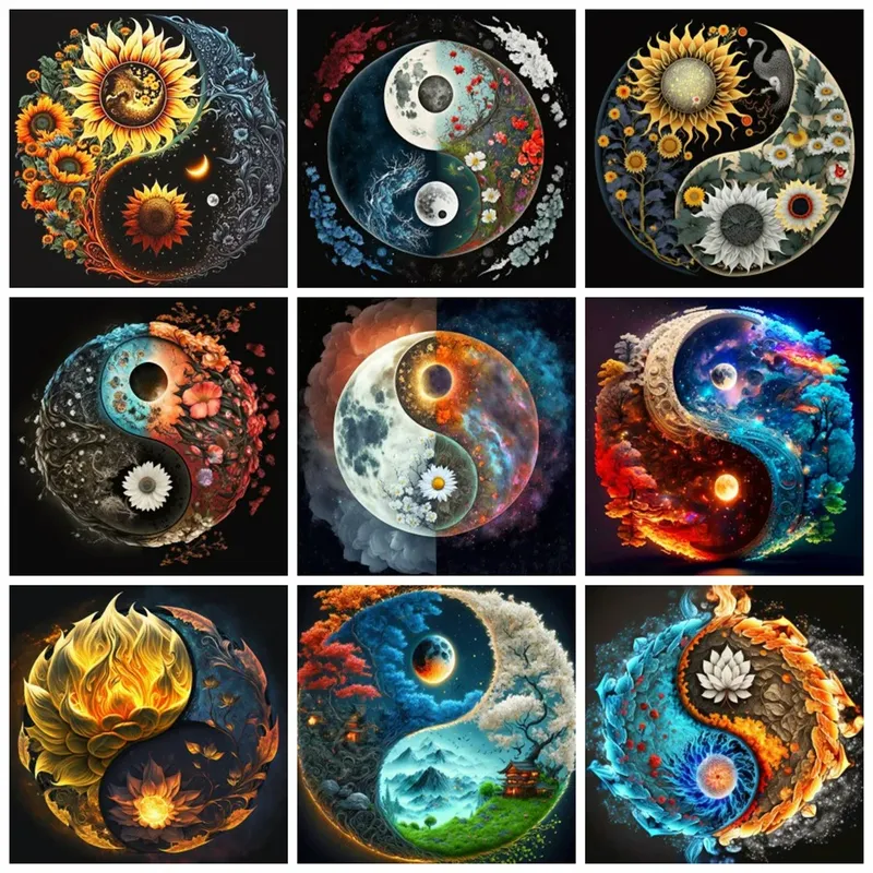 Diamantmalerei Tai Chi Mond 20 x 20 bis 50 x 50 cm rund/eckig