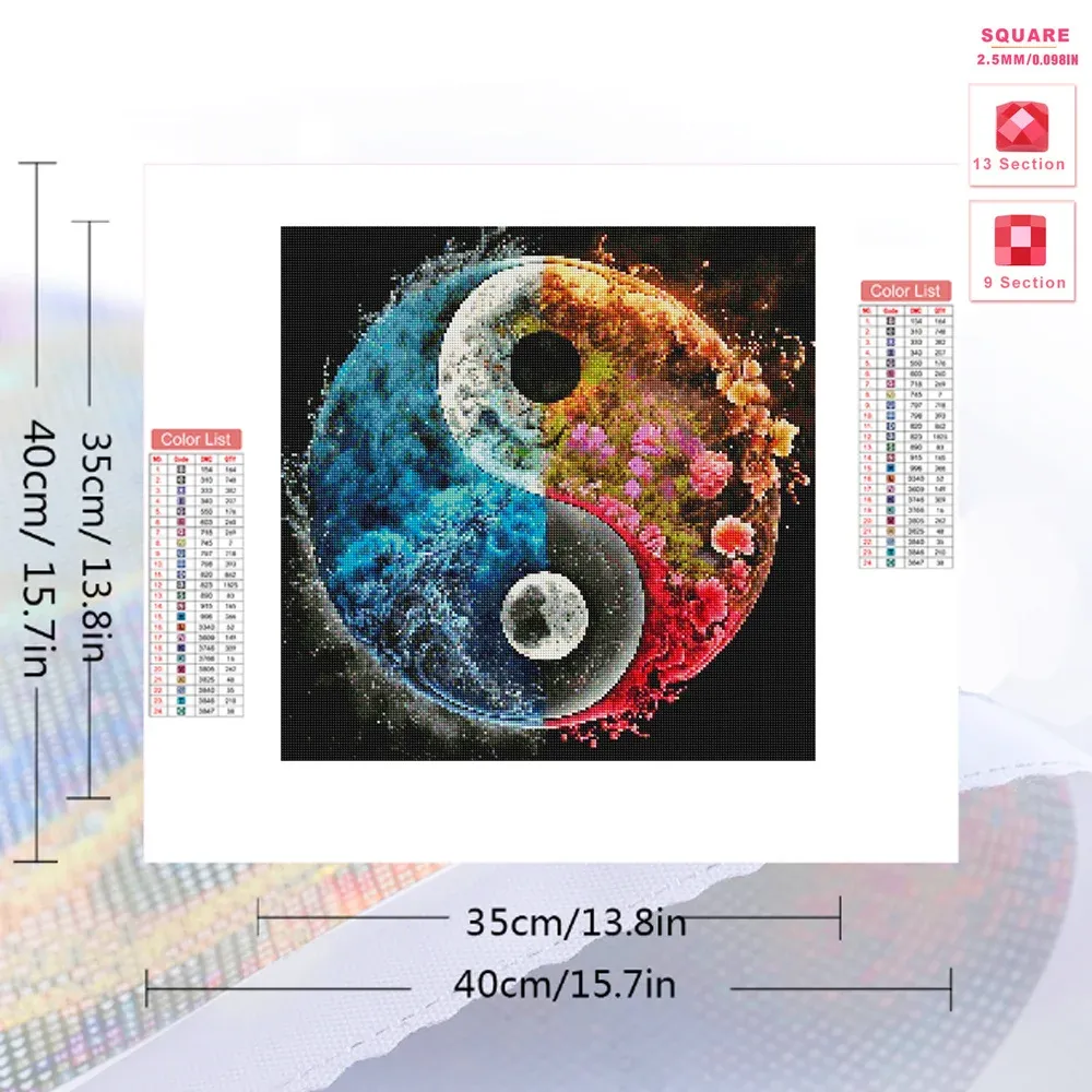 Diamantmalerei Tai Chi Mond 20 x 20 bis 50 x 50 cm rund/eckig
